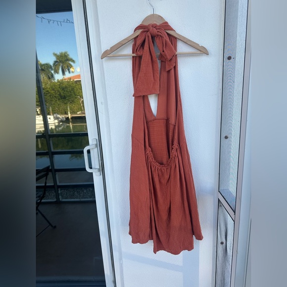 Free People Beach Rust Orange Halter Dress - Picture 2 of 4